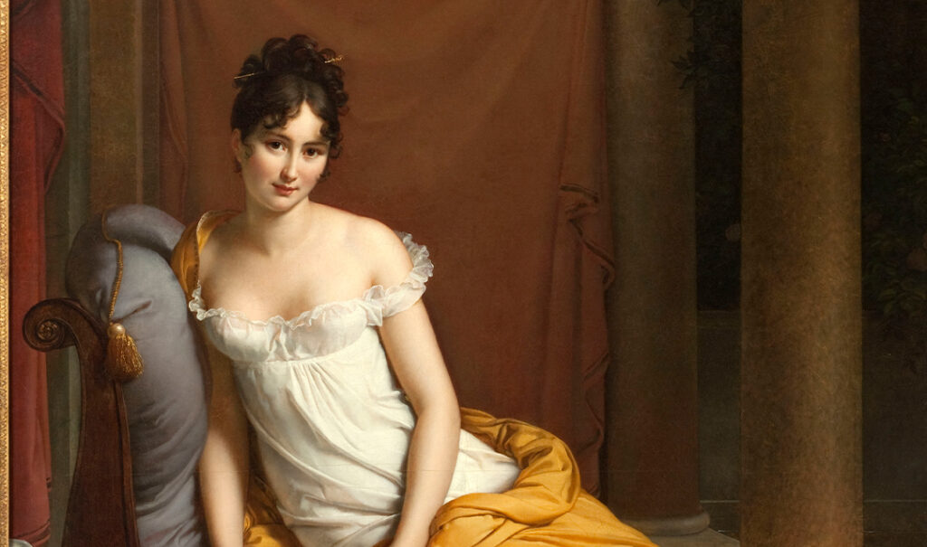 detalle de retrato de Juliette Recamier nee Bernard por Francois Gerard 1805 • Cuándo surge el corsé