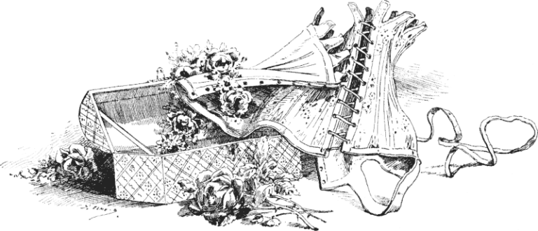 ilustracion de cotilla y flores de Saint Elme Gautier 1893 • Qué se usaba antes del corsé